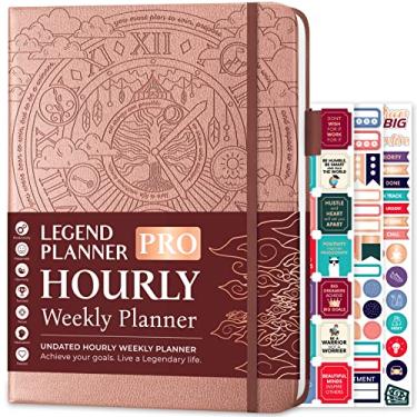 Imagem de Legend Planner Agenda horária PRO - Organizador semanal e diário com horários. Diário de agendas para trabalho e pessoal, A4 (ouro rosa)