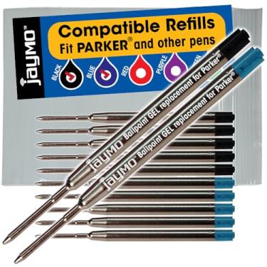 Imagem de Substituição Jaymo para Parker 30525PP/30526PP e Bastion - Mede 98 mm de comprimento - Refil de caneta esferográfica de gel G2 - 6 pretos + 6 azuis