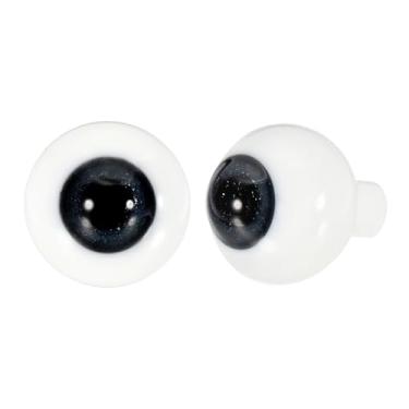 Imagem de YOKIVE 1 par de globos oculares de 14 mm para artesanato, olhos redondos realistas de vidro, feitos à mão, para boneca, festa de Halloween, máscara de terror, decoração DIY (glitter interno cinza