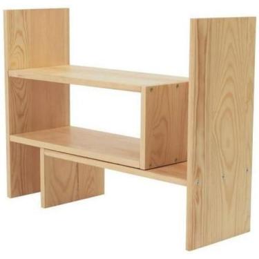 Imagem de Organizador De Mesa Escritório Sala Natural Em Madeira - Loja Do Pinho