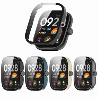 Imagem de Qaerre [Pacote com 4 capas protetoras de tela compatível com relógio inteligente Redmi Watch 4/5, capa ultrafina resistente a arranhões com vidro temperado para mulheres e homens