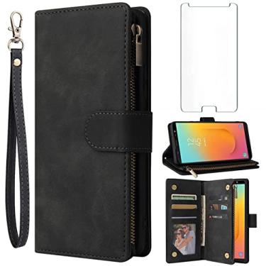 Imagem de Asuwish Capa carteira compatível com Samsung Galaxy A6 Plus/J8 2018 e protetor de tela de vidro temperado, capa flip com suporte para cartão, acessórios de celular, capas para celular para Gaxaly A6+