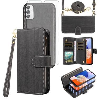 Imagem de Asuwish Capa de celular para Samsung Galaxy A14/M14 5G com zíper carteira magnética destacável com protetor de tela de vidro temperado alça transversal suporte para cartão A 14 4G 14A 14M G5 feminino