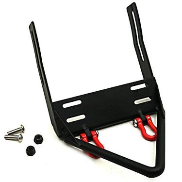 Imagem de Para-choque dianteiro de aço com 2 peças de manilhas de guincho para carro de rastreador SCX10 RC Axial
