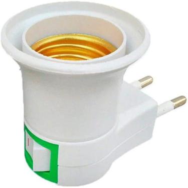 Imagem de Adaptador Tomada Soquete E27 para Lampada Bivolt Chave Liga Desliga - 