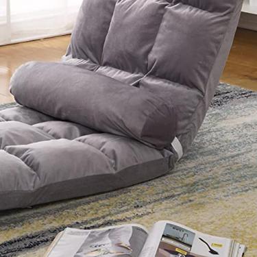Imagem de Sofá Com Encosto Dobrável único, Design Ergonômico Ajustável para Quarto, Piso, Varanda, Removível e Lavável (Cinza)