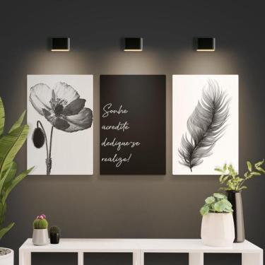 Imagem de Kit Placas Quadros Decorativos 3 Peças Mdf - Sonhe, Acredite - Davys C