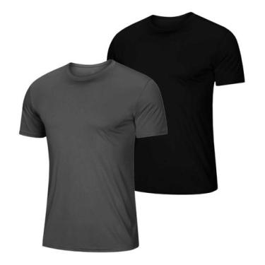 Imagem de Conjunto 2 Camisas Esportiva Dryfit Treino Gola Redonda Lisa - Camisa 