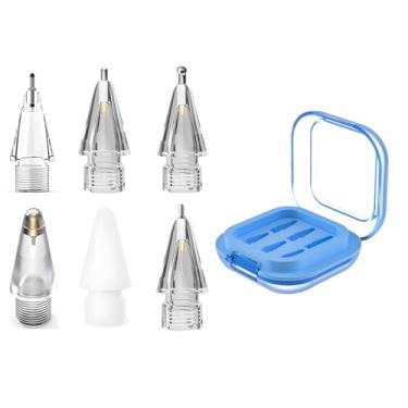 Imagem de Pontas de lápis de substituição para Apple Pencil Pro, ponta de metal de ponta fina para Apple Pencil 2ª e 1ª geração/Apple Pencil USB-C resistente ao desgaste e controle preciso conjuntos de pontas