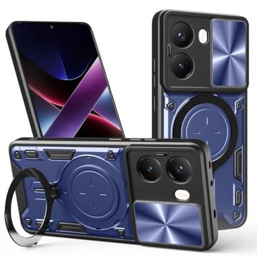 Imagem de Elubugod Capa compatível com Xiaomi Poco X7 Pro 5G, com capa de lente de câmera deslizante compatível com Xiaomi Redmi Turbo 4 5G capa azul