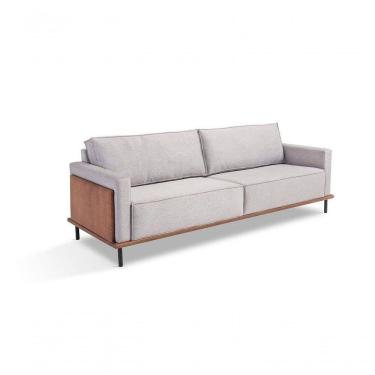 Imagem de Sofa 02 E 03 Lugares Fixo 2,10 Mt Living Estofado Tecido Bege Koun