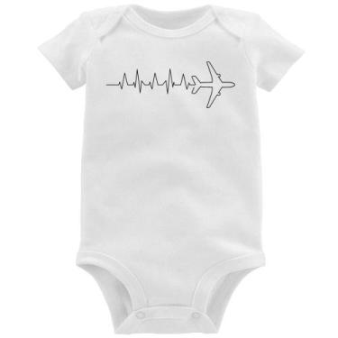 Imagem de Body Bebê Avião Batimentos Cardíacos - Foca na Moda, Branco, M