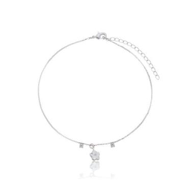 Imagem de Tornozeleira Banhada A Ródio Com Zircônia Flor - Carolina Alcaide