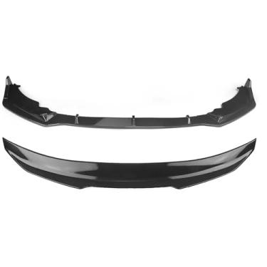 Imagem de Compatível com BMW Série 2 F44 2020-2023 220i 228i M235i Lábio do para-choque dianteiro + tampa do porta-malas traseiro Spoiler Asa Splitter Preto brilhante Kit de carroceria(Carbon Fiber Look)
