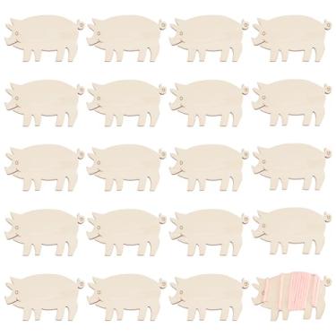 Imagem de BENECREAT 20 peças bobinas de fio dental de animais de madeira, em forma de porco, bobina de ponto cruz, bordado, cartões, placa de enrolamento para ferramenta de armazenamento de costura DIY, 5 x 3