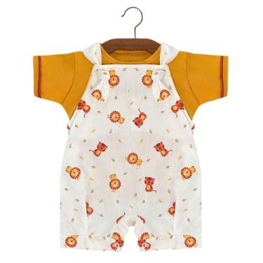 Imagem de Conjunto Macacão Jardineira Safari Leão para Bebê de Malha Menino e Ma