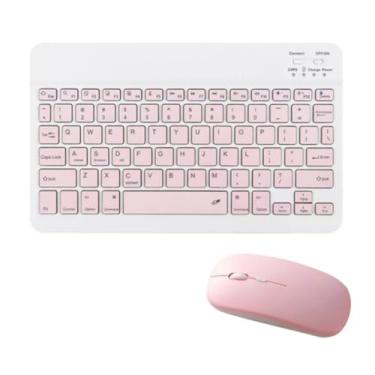 Imagem de Teclado E Mouse Colorido Bluetooth Portátil Leve Silencioso (Rosa)
