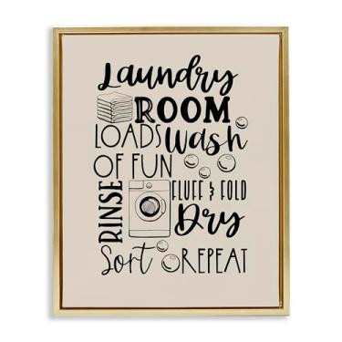 Imagem de Stupell Industries Laundry Phrases Mixed Typography Gold Floater Framed Canvas Wall Art Design por Daniela Santiago, 17 x 21