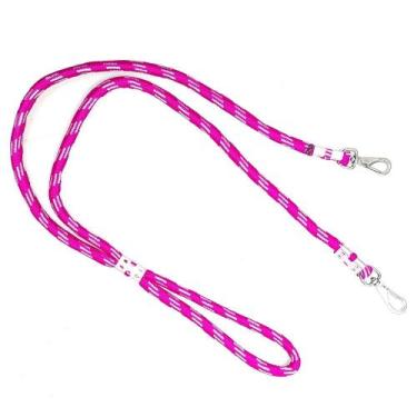 Imagem de Guia Roliça com Presilha Dupla Para 2 Cães 12mm x 1mt - EF Pet, Rosa