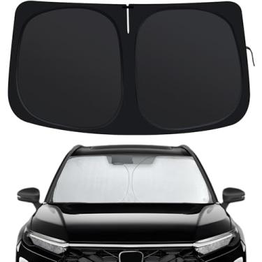 Imagem de Para-brisa para Honda CRV 2017-2022, persianas de janela dianteira, ajuste personalizado para CR-V, protetor solar de carro dobrável com para-sol de volante para bloquear raios UV, manter o carro
