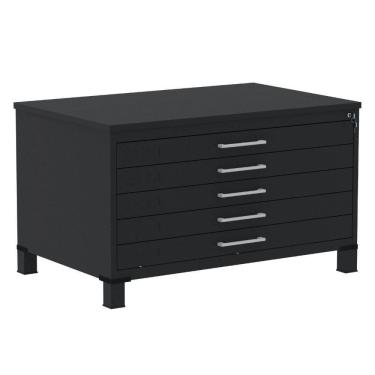 Imagem de Mapoteca 5 Gavetas Pandin 120 Cm (larg) Inmetro Tampo Mdp Preto Estrutura E Gavetas Em Aço Preto