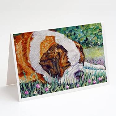 Imagem de Caroline's Treasures 7445GCA7P Saint Bernard Naptime Cartões e Envelopes Pacote com 8, 7 x 5, multicolorido
