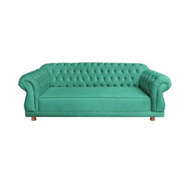 Imagem de Sofá Elisabeth Luxo Chesterfield 2 Lugares Azul Turquesa - Novo Encant