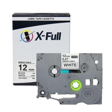 Imagem de Fita rotuladora compatível Brother TZe-FX231 12MMx8M Preto/Branco - X-