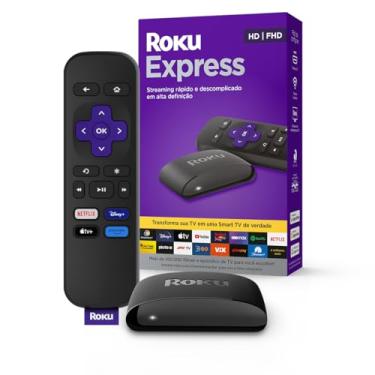Imagem de Roku Express | Dispositivo de streaming para TV HD/Full HD compatível com Alexa, Siri e Google. Inclui Cabo HDMI Premium