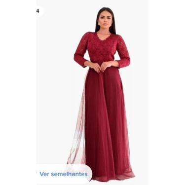 Imagem de Vestido Feminino Longo Manga 3/4 Festa Madrinha Mãe Noiva - Glamoor Fe