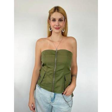 Imagem de N1112-Blusa Festa Luxo sem alça Frente Zíper Evento 5mr2001 - XUMI, Ve