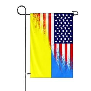 Imagem de Bandeira dupla face do jardim da amizade da Ucrânia 30 x 45 cm pequena bandeira vertical da aliança ucraniana poliéster para quintal placa de gramado decoração externa (padrão D)