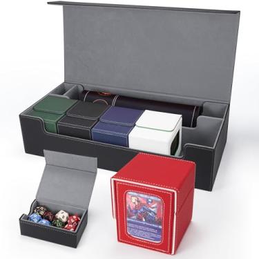 Imagem de AFIING MTG Deck Box 6 em 1 com MTG Playma, caixa de armazenamento de cartão premium com 5 peças MTG Deck Box comporta mais de 2400 cartas colecionáveis, grande caixa de baralho TCG para cartas