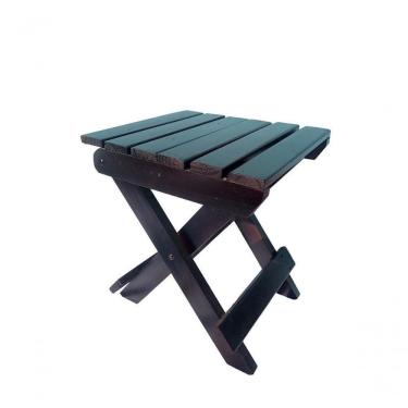 Imagem de Banco Banquinho Dobrável Ripado Para Sentar (estilo Mesa) Imbuia