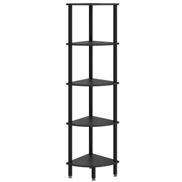 Imagem de IBUYKE Suporte de prateleira de canto de 5 camadas, rack de exibição de canto industrial, estante de canto para sala de estar, quarto, cozinha, escritório em casa, preto WBC010B