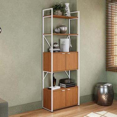 Imagem de Estante para Livros Dijon 4 Portas Canela/Branco Fosco - Kappesberg, M