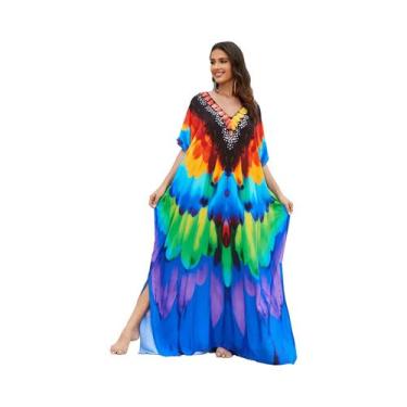 Imagem de Vestidos Kaftan para mulheres plus size maiô cobrir caftan maxi vestid
