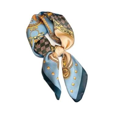Imagem de Lenço de Seda Luxo Feminino - Hijab, Bandana e Envoltório de Cetim, Ta