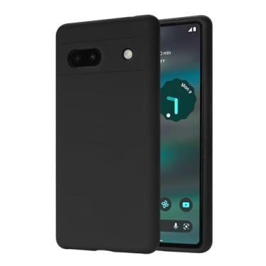 Imagem de Casecious Compatível com Google Pixel 6A Premium Colorido Silicone Líquido Gel Borracha Celular Celular Básico Capa Traseira Preta