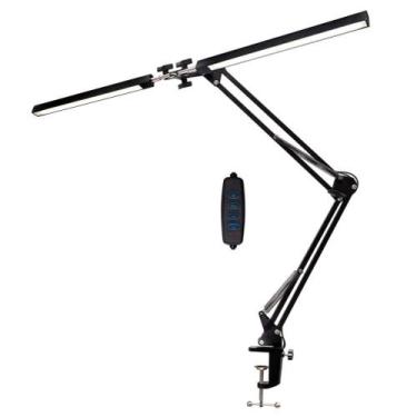 Imagem de Luminária Mesa Dupla Led 3 Cores Articulada Com Base e Garra Giratoria