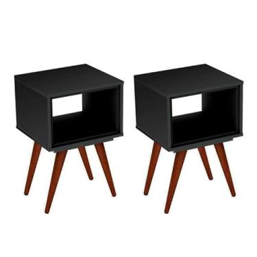Imagem de Conjunto com 2 Mesas Laterais Retangulares Retrô Preto