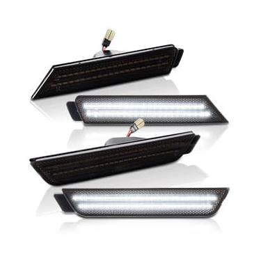 Imagem de AILEO Luzes de LED laterais para Chevy Camaro 2010-2015, lentes fumadas, lâmpadas de para-choque dianteiro e traseiro de LED branco, visibilidade aprimorada - conjunto completo de 4