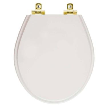 Imagem de Assento Sanitário Soft Close Ravena Cinza Real Para Vaso Deca Com Ferragem Dourada