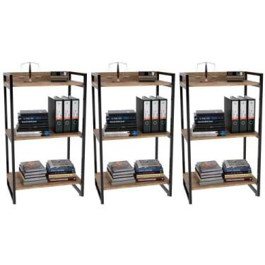 Imagem de Kit 03 Estantes 3 Prateleiras Escritório Estilo Industrial Form C01 10