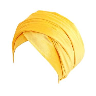 Imagem de Cachecol cabeça feminina chapéu turbante áfrica capa envoltório cabeça senhoras muçulmanas elasticidade barbeiro para mulheres depois de quimioterapia meninas todos os dias, Amarelo, 1 piece