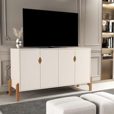 Imagem de Rack Sala Aparador Buffet Taurus Pés Madeira 4 Portas - Diversas Cores