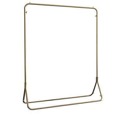 Imagem de CUTPOIY Trilho de roupas resistentes, rack de exibição de roupas de piso de polo único arte de ferro, rack de secagem de tubos industriais, cabide de quarto (dourado 100 x 40 x 150 cm)