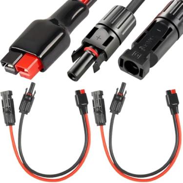 Imagem de DKARDU Kit de cabos de painel solar com conector 45A, cabo de extensão de painel solar 10AWG macho e fêmea para 45A para trailer, para estação de energia portátil de gerador solar Renogy (pacote com 2