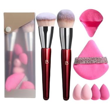 Imagem de BS-MALL Pincel de maquiagem e pincel de pó – Conjunto profissional e durável de 8 peças com 4 mini esponjas de maquiagem 2 triangulares em pó, vem com barril de armazenamento (estojo de viagem preto)