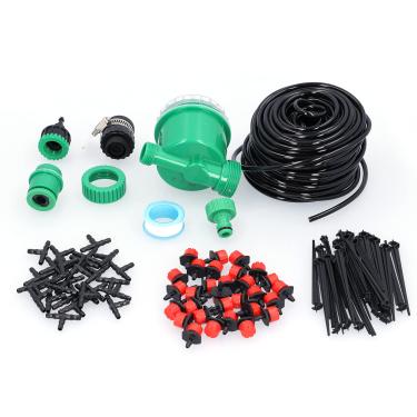 Imagem de de irrigação por gotejamento Kit de rega de tempo automático para flor de planta de jardim com gripes ajustáveis ​​de tubo de 25m G1/2 G3/4 Conector de torneira PVC ABS material